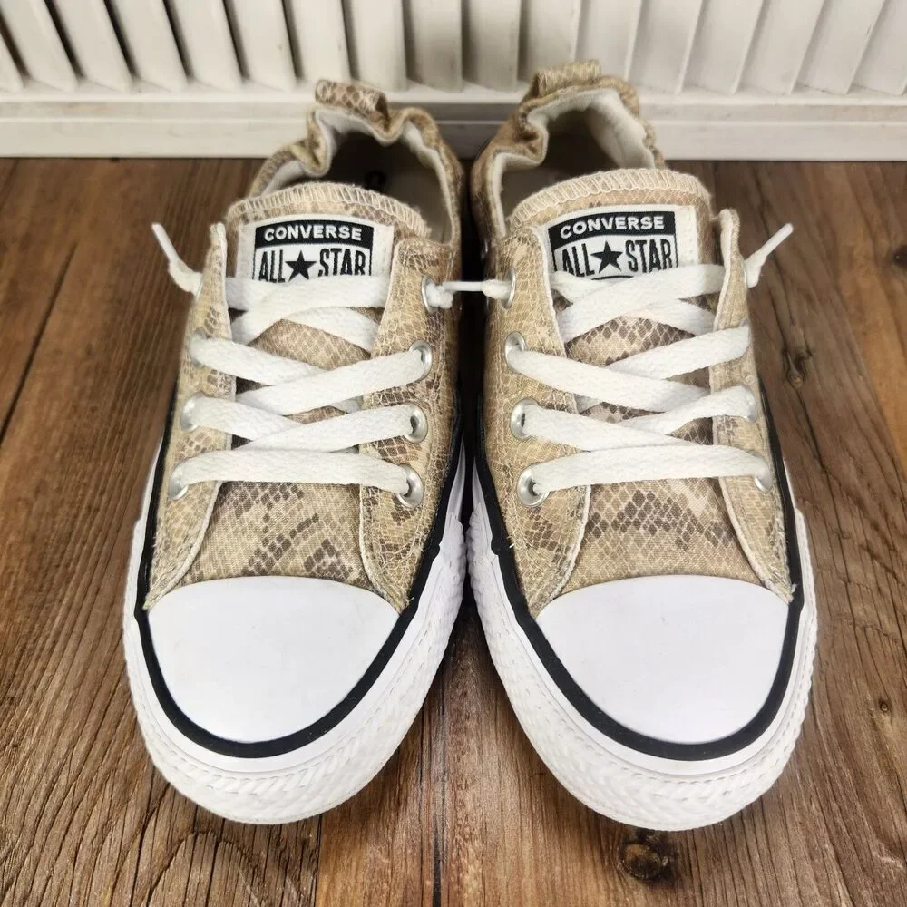 Converse CTAS Shoreline Snake Print Womens Size 7 Beige Canvas Low Shoes 571139F